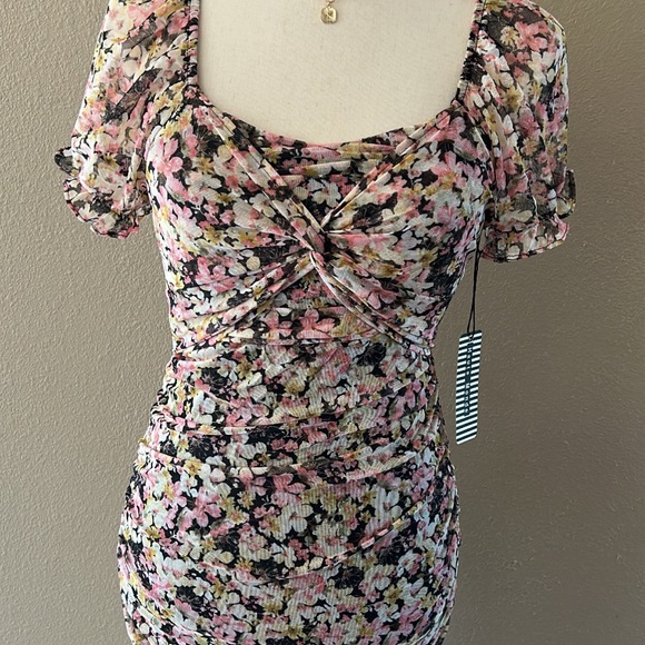 Floral print overlay mesh dress - Picture 13 of 14